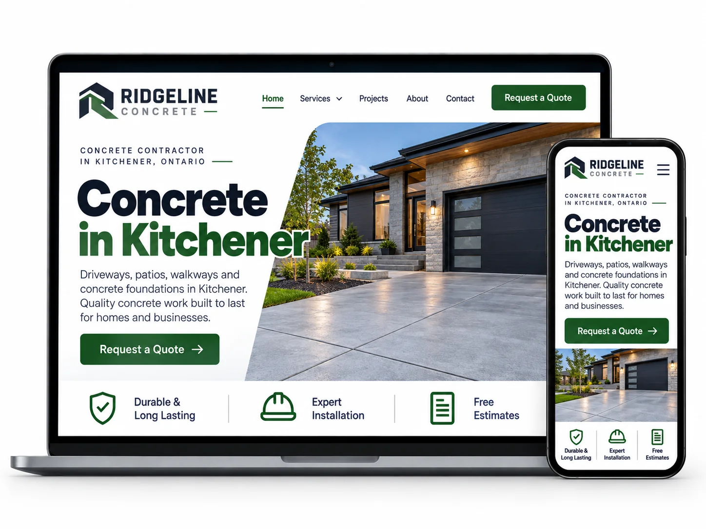 Ridgeline Concrete Concrete website design concept
