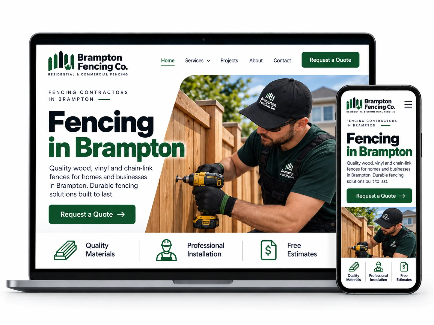 Brampton Fencing Co. Fencing website design concept
