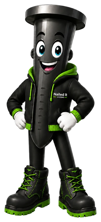Mascotte Nailed It Systems pour entrepreneurs en aménagement extérieur