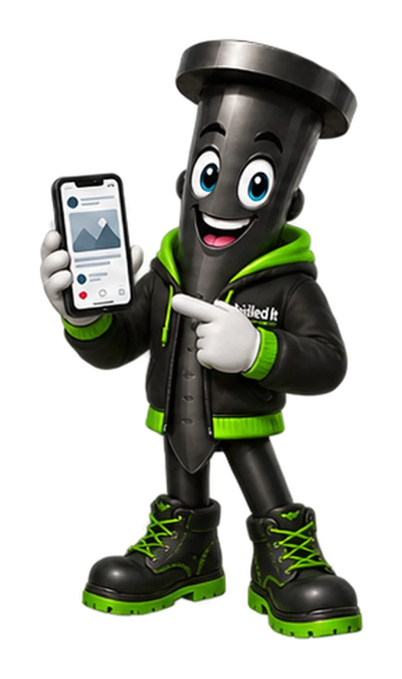 Nailly holding a phone with business profile links